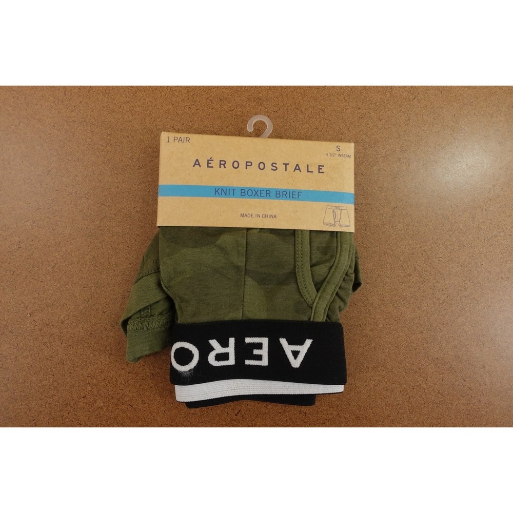 Aeropostale Mens Size Small Green Camouflage Knit Boxer Brief Underwear NWT